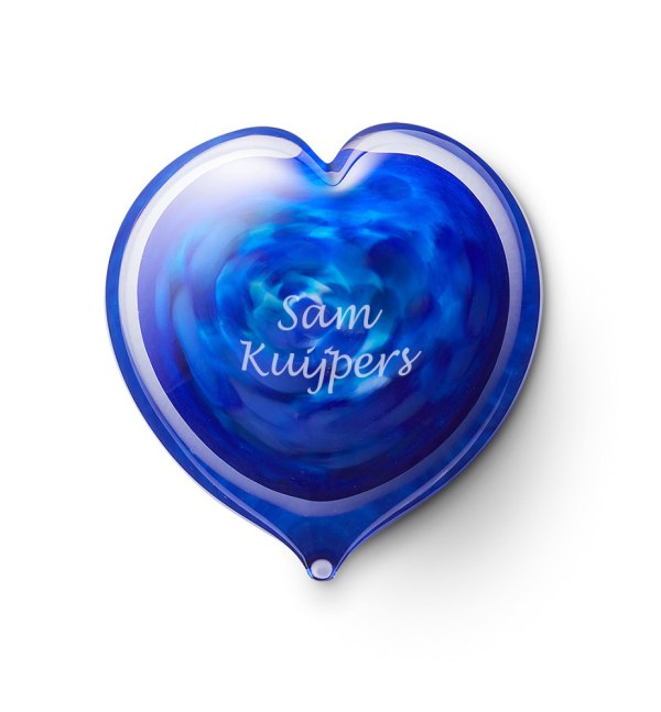 Mini urn hart blauwweb handgeschreven