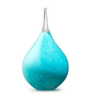 Mini urn glas druppel turquoise